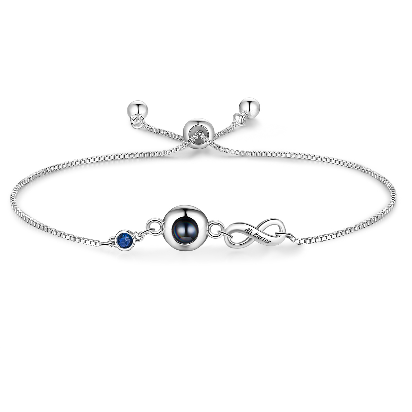 Custom Projection Bracelet with Personalised Photo and Birthstones A Heartfelt Gift for Her