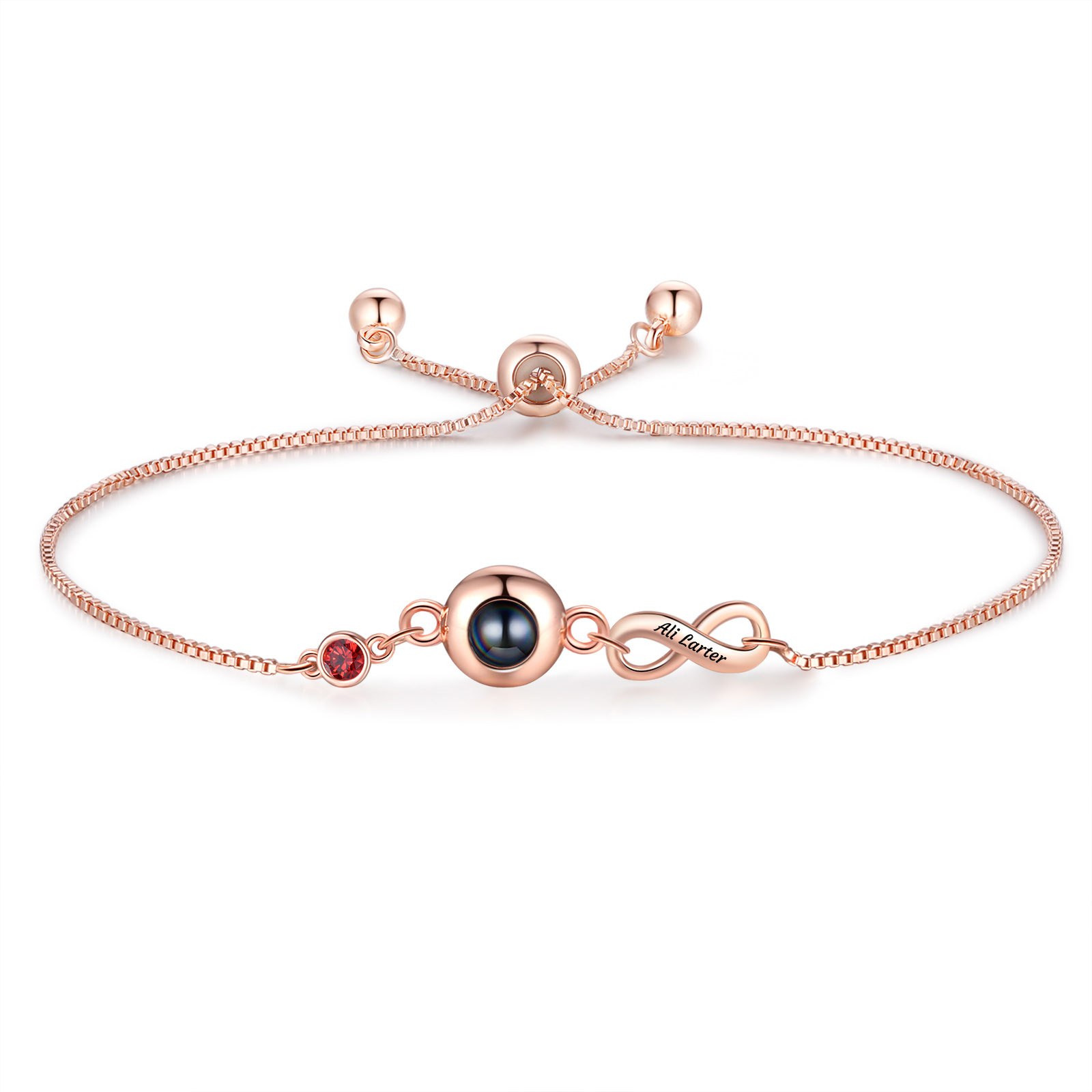 Custom Projection Bracelet with Personalised Photo and Birthstones A Heartfelt Gift for Her