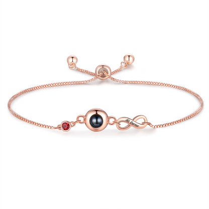 Custom Projection Bracelet with Personalised Photo and Birthstones A Heartfelt Gift for Her