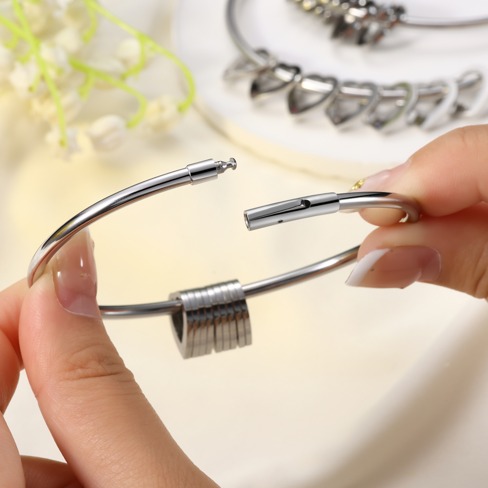 Personalised Heart Bracelet With 8 Birthstones Engraved 8 Names Bracelet Gift For Women-Jessemade AU