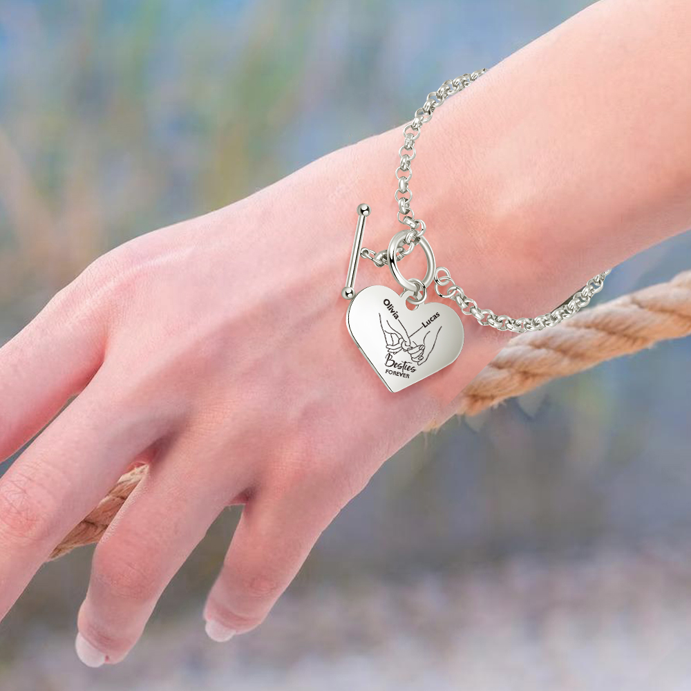 Personalised Pinky Promise Besties Forever Bracelet Custom 2 Names Gift Set for Friends-Jessemade AU
