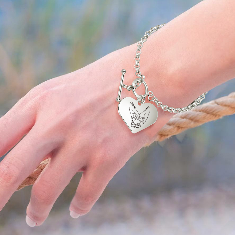 Personalised Pinky Promise Besties Forever Bracelet Custom 2 Names Gift Set for Friends-Jessemade AU