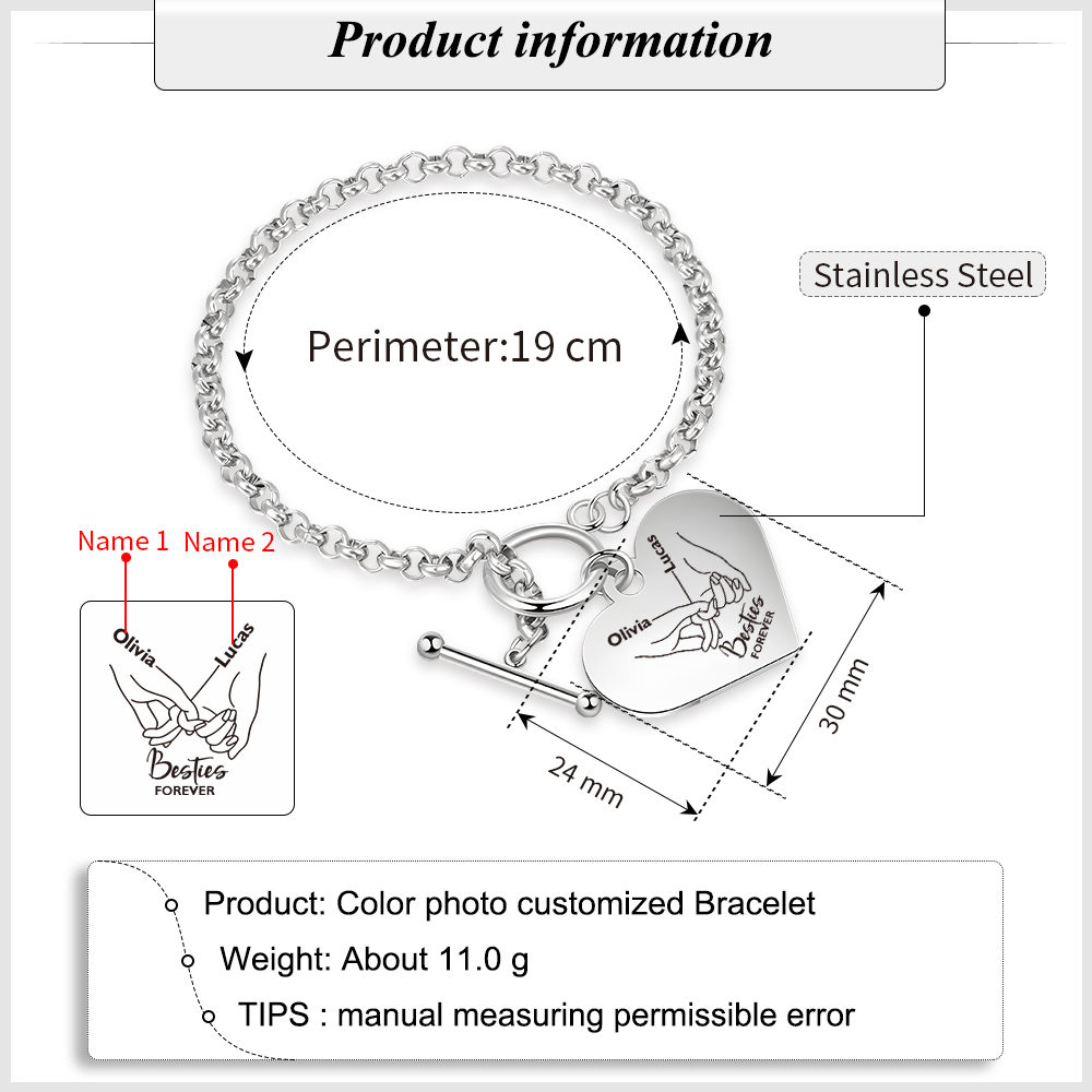Personalised Pinky Promise Besties Forever Bracelet Custom 2 Names Gift Set for Friends-Jessemade AU