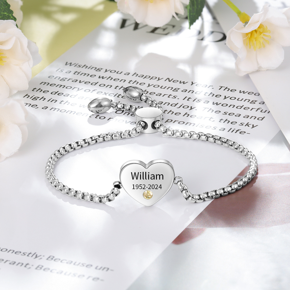 Personalised Memorial Bracelet Custom with Name Date Birthstone Card - They Walk Beside Us Every Day-Jessemade AU