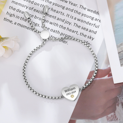 Personalised Memorial Bracelet Custom with Name Date Birthstone Card - They Walk Beside Us Every Day-Jessemade AU