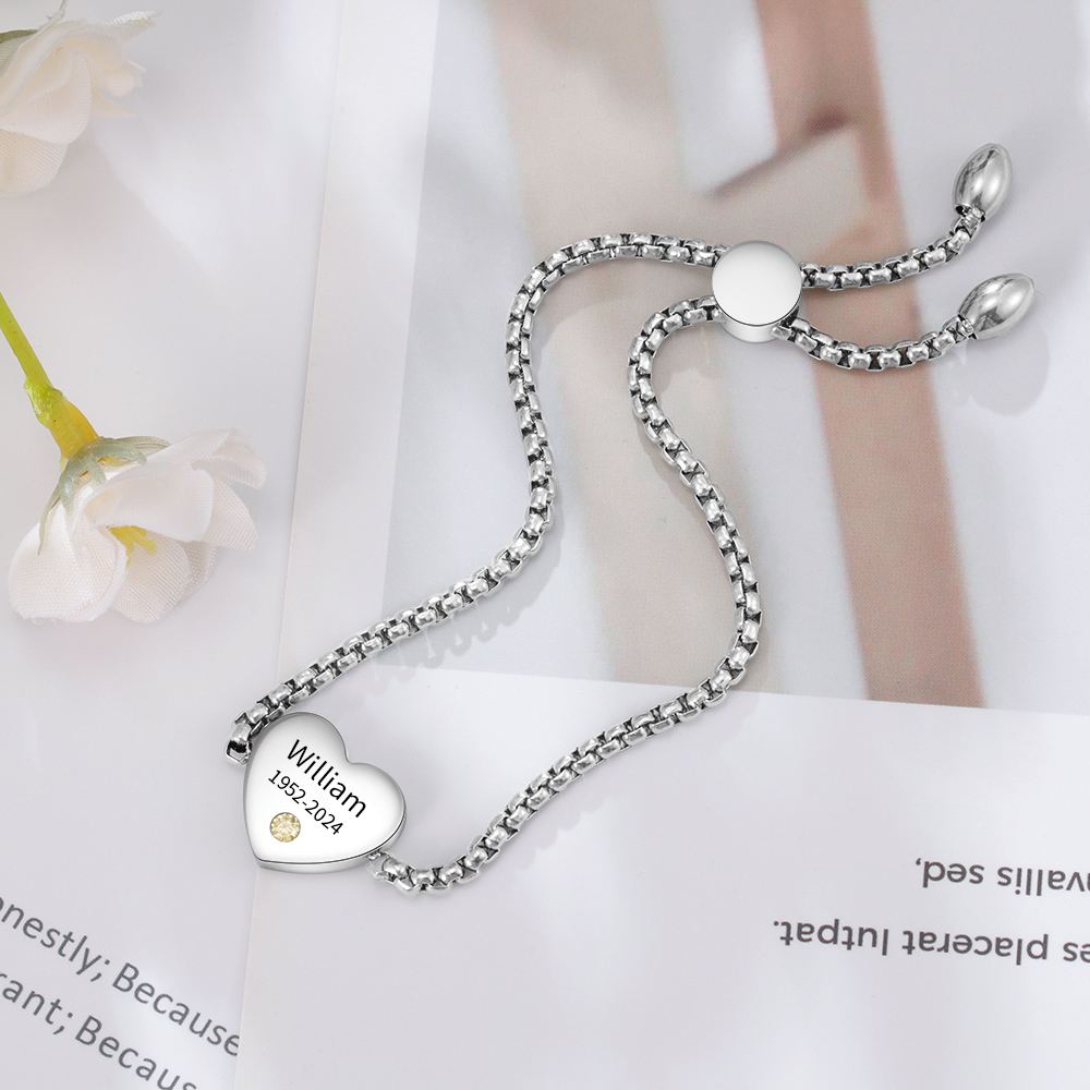 Personalised Memorial Bracelet Custom with Name Date Birthstone Card - They Walk Beside Us Every Day-Jessemade AU