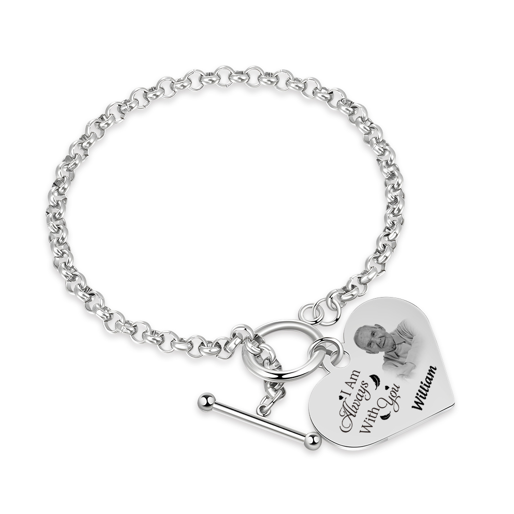 Personalised Memorial Bracelet with Custom Name and Photo I Am Always With You Gift for Family Members