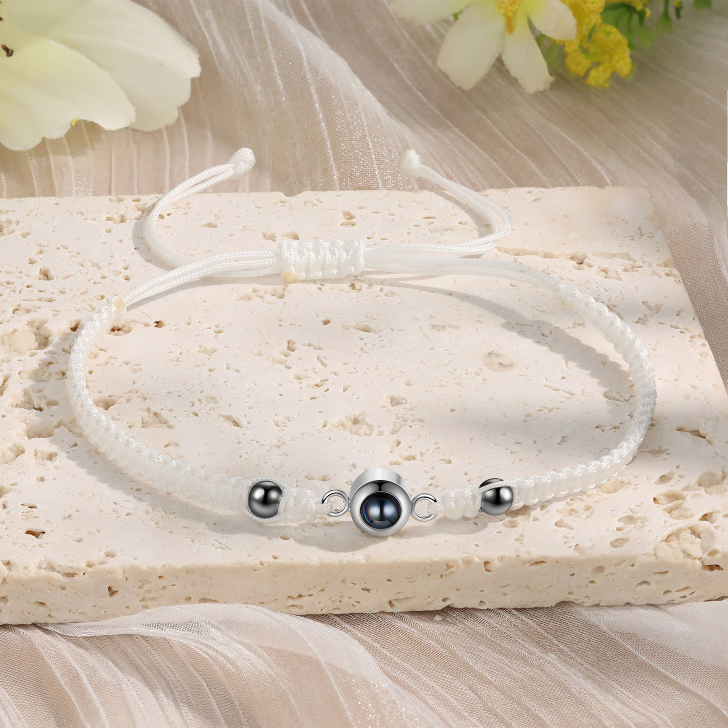 Personalised Projection Bracelet for Couples Custom Photo Bead Adjustable Bracelet 4 Styles Thoughtful Gift for Loved Ones