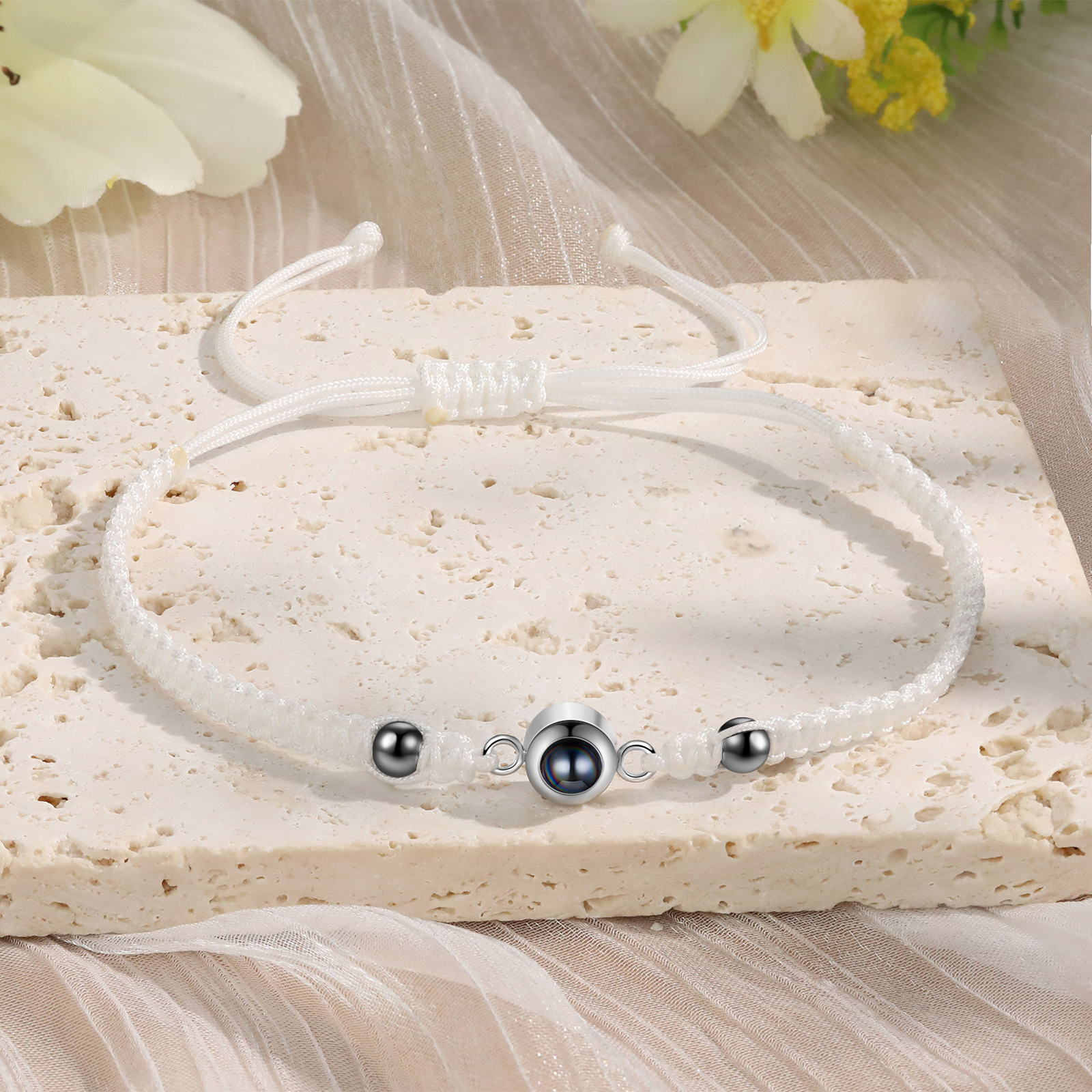 Personalised Projection Bracelet for Couples Custom Photo Bead Adjustable Bracelet 4 Styles Thoughtful Gift for Loved Ones