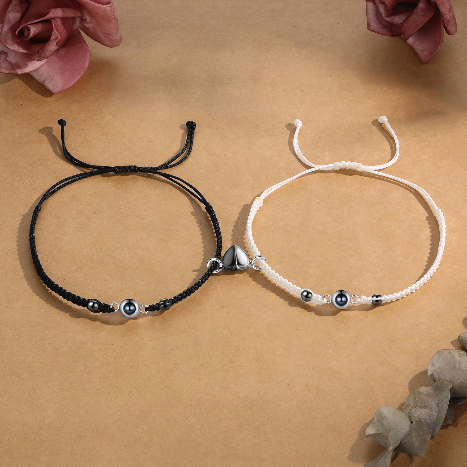 Personalised Projection Bracelet for Couples Custom Photo Bead Adjustable Bracelet 4 Styles Thoughtful Gift for Loved Ones