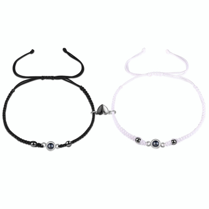 Personalised Projection Bracelet for Couples Custom Photo Bead Adjustable Bracelet 4 Styles Thoughtful Gift for Loved Ones