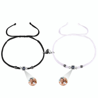 Personalised Projection Bracelet for Couples Custom Photo Bead Adjustable Bracelet 4 Styles Thoughtful Gift for Loved Ones