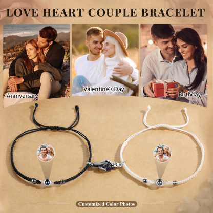 Personalised Projection Bracelet for Couples Custom Photo Bead Adjustable Bracelet 4 Styles Thoughtful Gift for Loved Ones