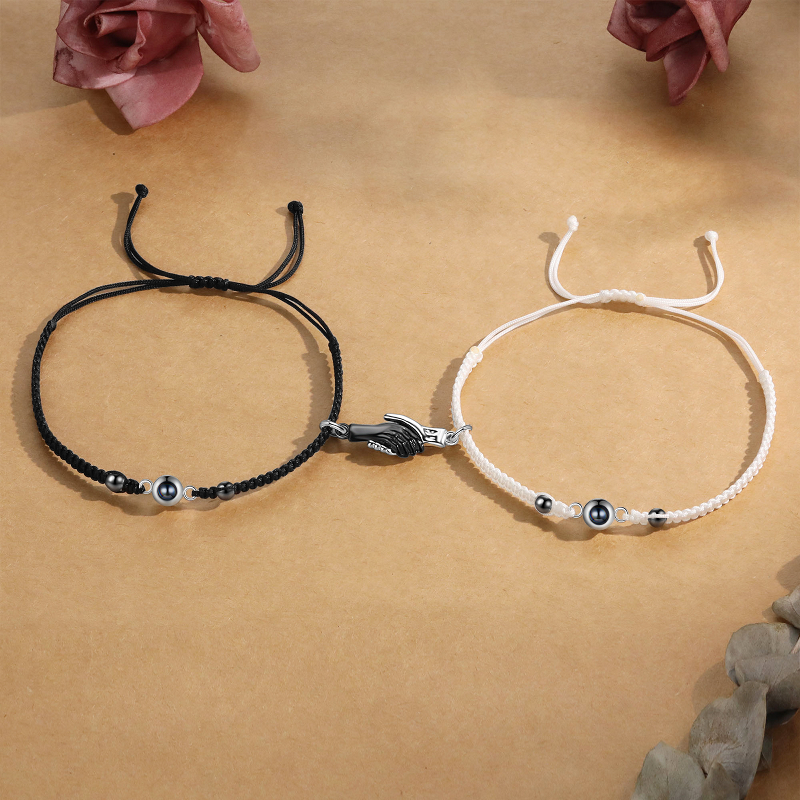 Personalised Projection Bracelet for Couples Custom Photo Bead Adjustable Bracelet 4 Styles Thoughtful Gift for Loved Ones