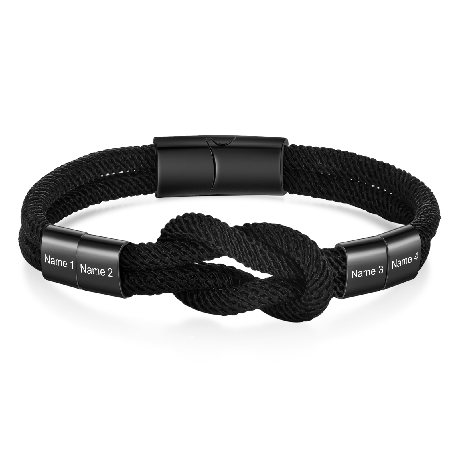 Personalised Minimalist Bar Clasp Unisex Braided Rope Bracelet Custom 4 Names Gift for Him-Jessemade AU