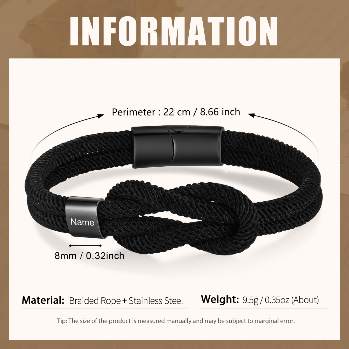 Personalised Minimalist Bar Clasp Unisex Braided Rope Bracelet Custom Name Gift for Him-Jessemade AU