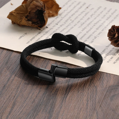 Personalised Minimalist Bar Clasp Unisex Braided Rope Bracelet Custom Name Gift for Him-Jessemade AU