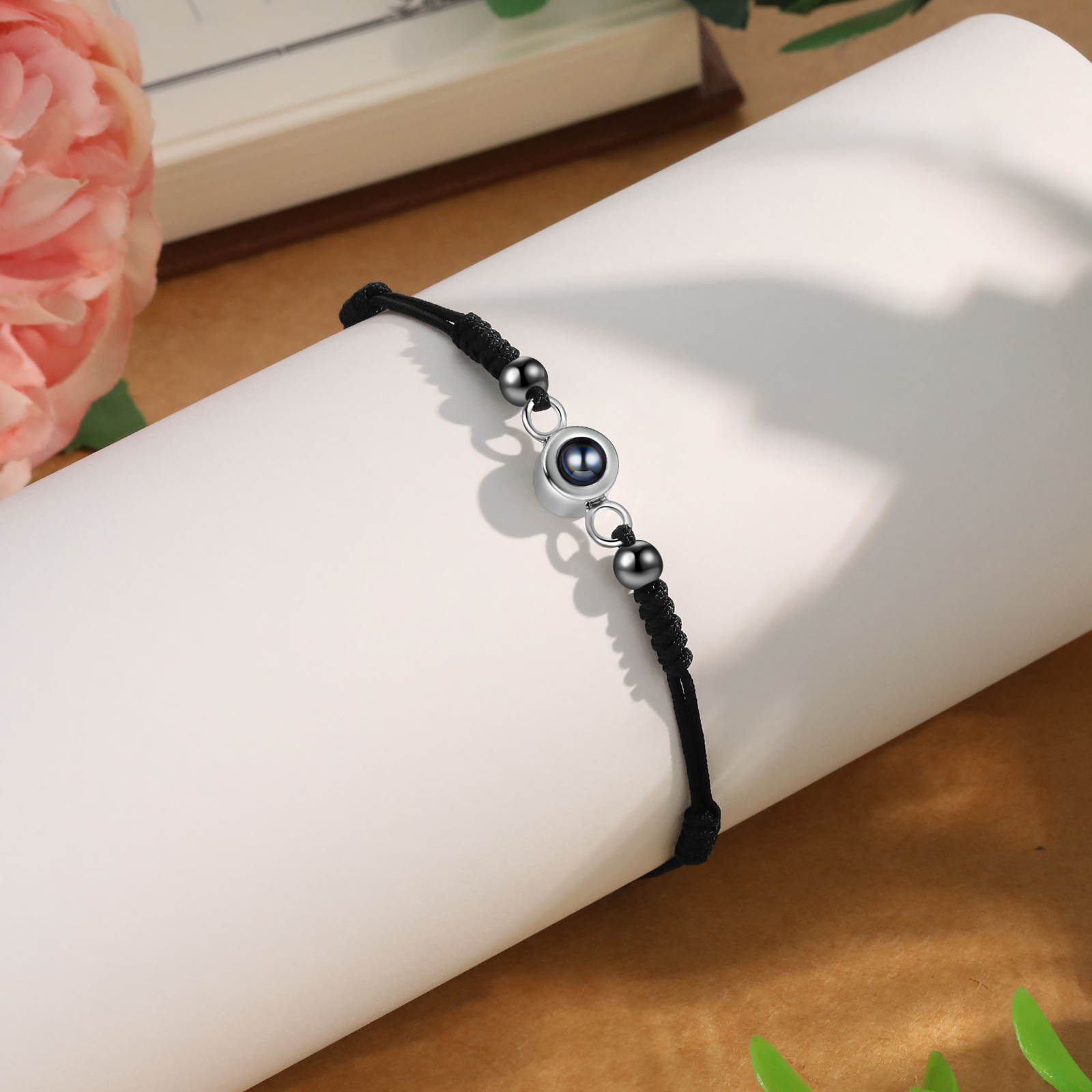 Personalised Projection Bracelet with Custom Photo Adjustable String Bracelet Gift for Her