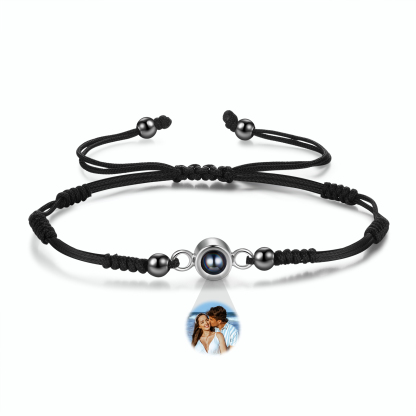 Personalised Projection Bracelet with Custom Photo Adjustable String Bracelet Gift for Her