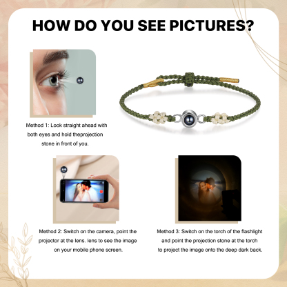 Personalised Projection Green Braid Women Bracelet with 1 Photo Unique Gift for her-Jessemade AU