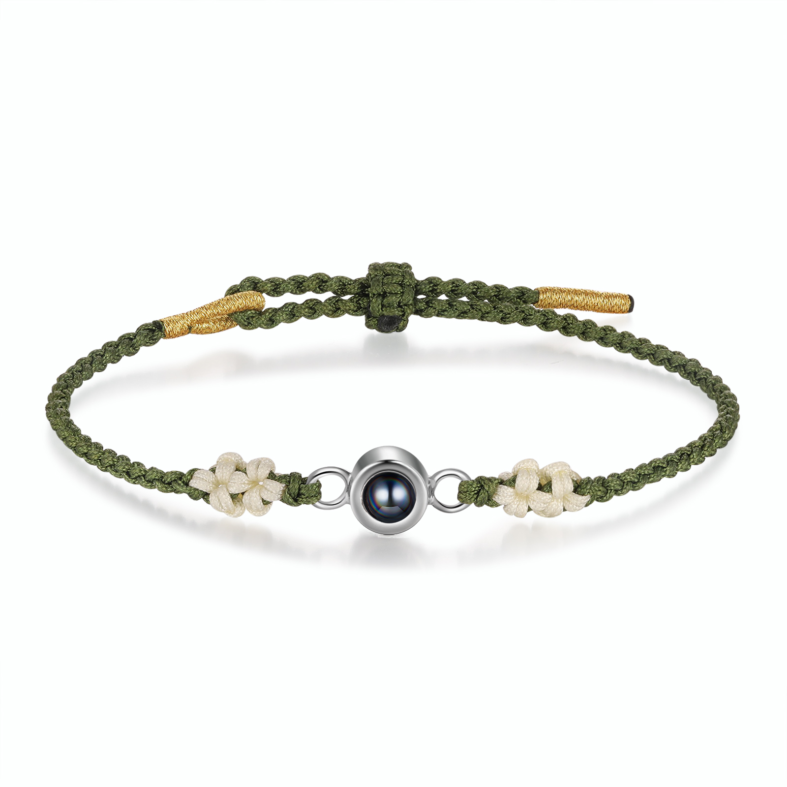 Personalised Projection Green Braid Women Bracelet with 1 Photo Unique Gift for her-Jessemade AU