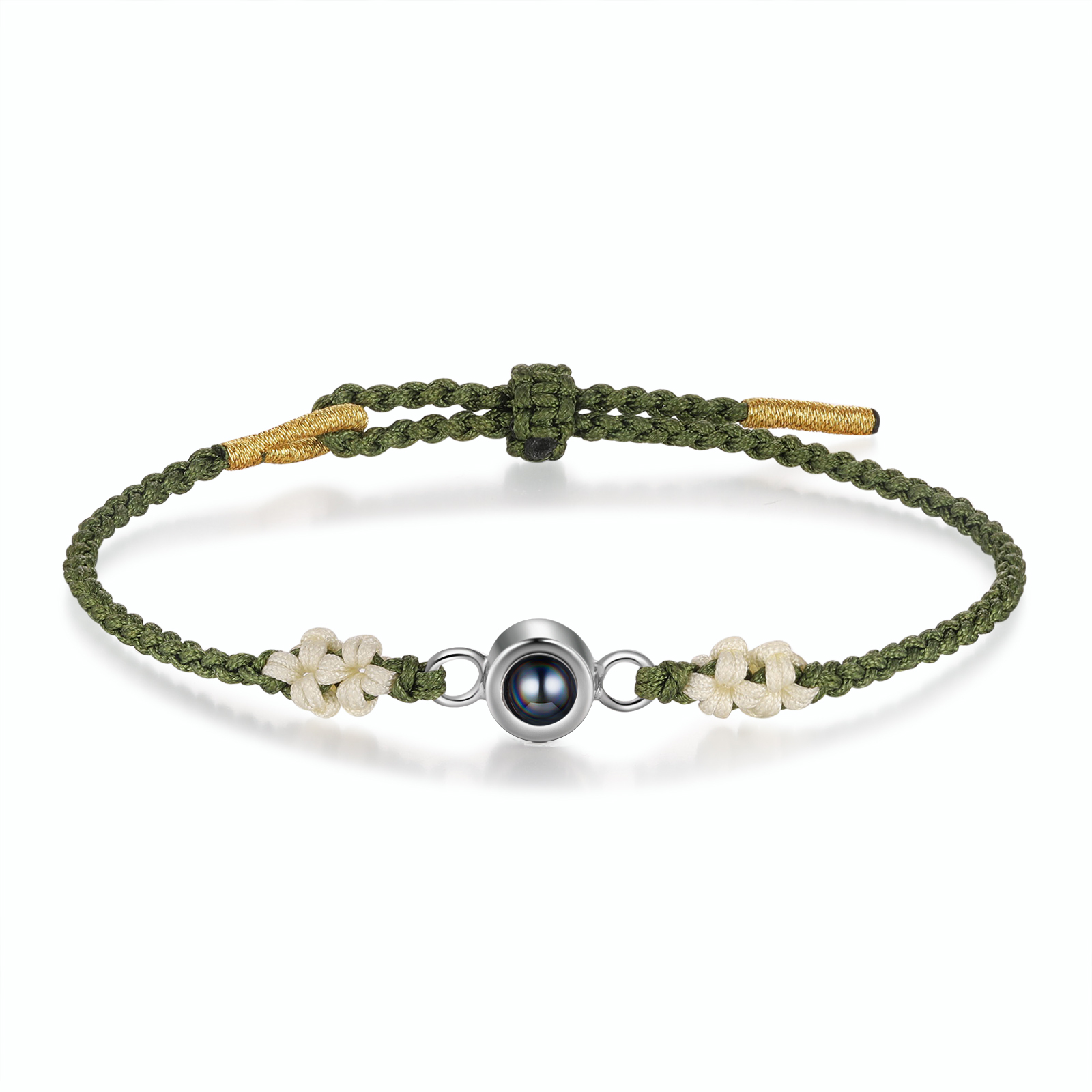 Personalised Projection Green Braid Women Bracelet with 1 Photo Unique Gift for her-Jessemade AU