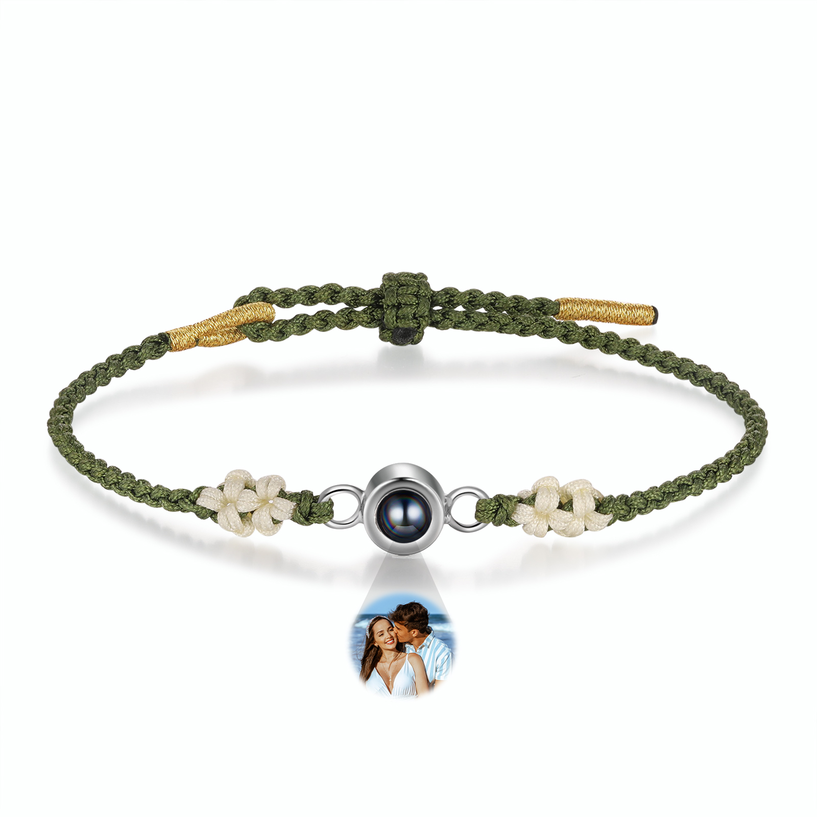 Personalised Projection Green Braid Women Bracelet with 1 Photo Unique Gift for her-Jessemade AU