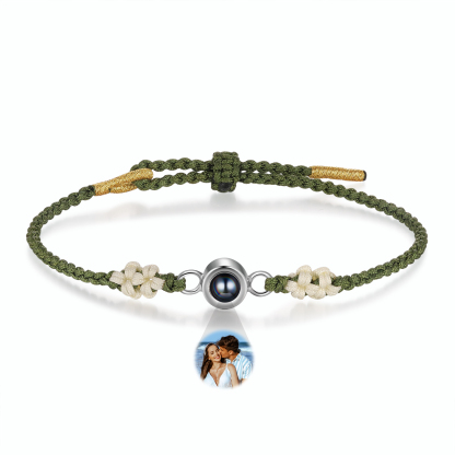 Personalised Projection Green Braid Women Bracelet with 1 Photo Unique Gift for her-Jessemade AU