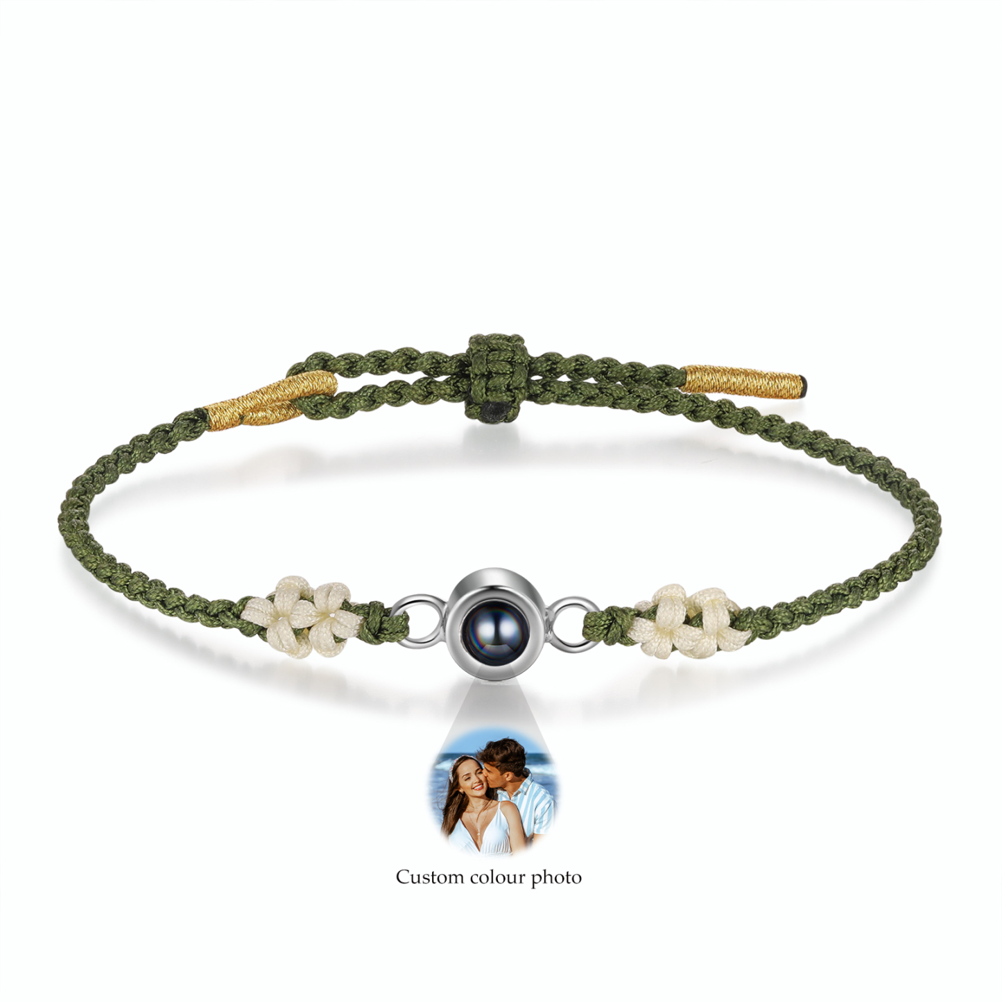 Personalised Projection Green Braid Women Bracelet with 1 Photo Unique Gift for her-Jessemade AU