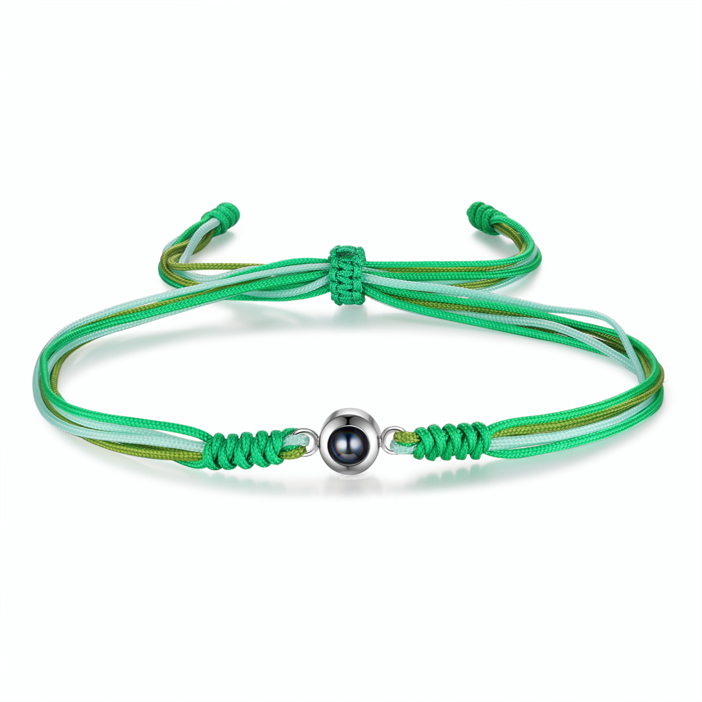 Personalised Projection Green Bracelet with Custom Photo Adjustable String Bracelet Gift for Her