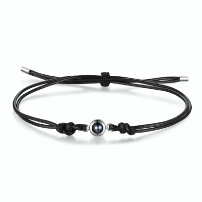 Personalised Projection Bracelet with 1 Photo Adjustable Leather & String Bracelet Custom Gift for Her