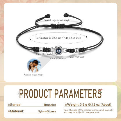 [Copy]Personalised Projection Bracelet for Couples Custom Photo Bead Adjustable Bracelet 4 Styles Thoughtful Gift for Loved Ones
