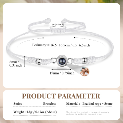 Personalised Projection Bracelet for Couples Custom Photo & Adjustable Leather Bracelet Available in Black White or Two-Piece Set