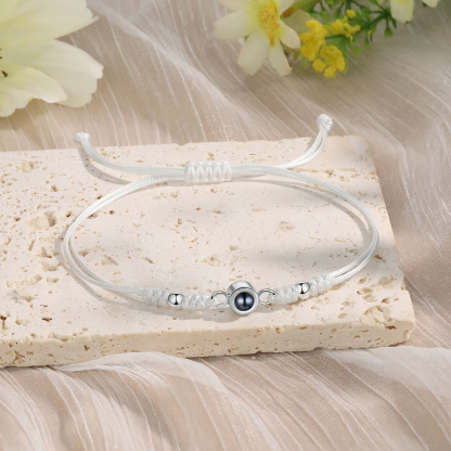 Personalised Projection Bracelet for Couples Custom Photo & Adjustable Leather Bracelet Available in Black White or Two-Piece Set