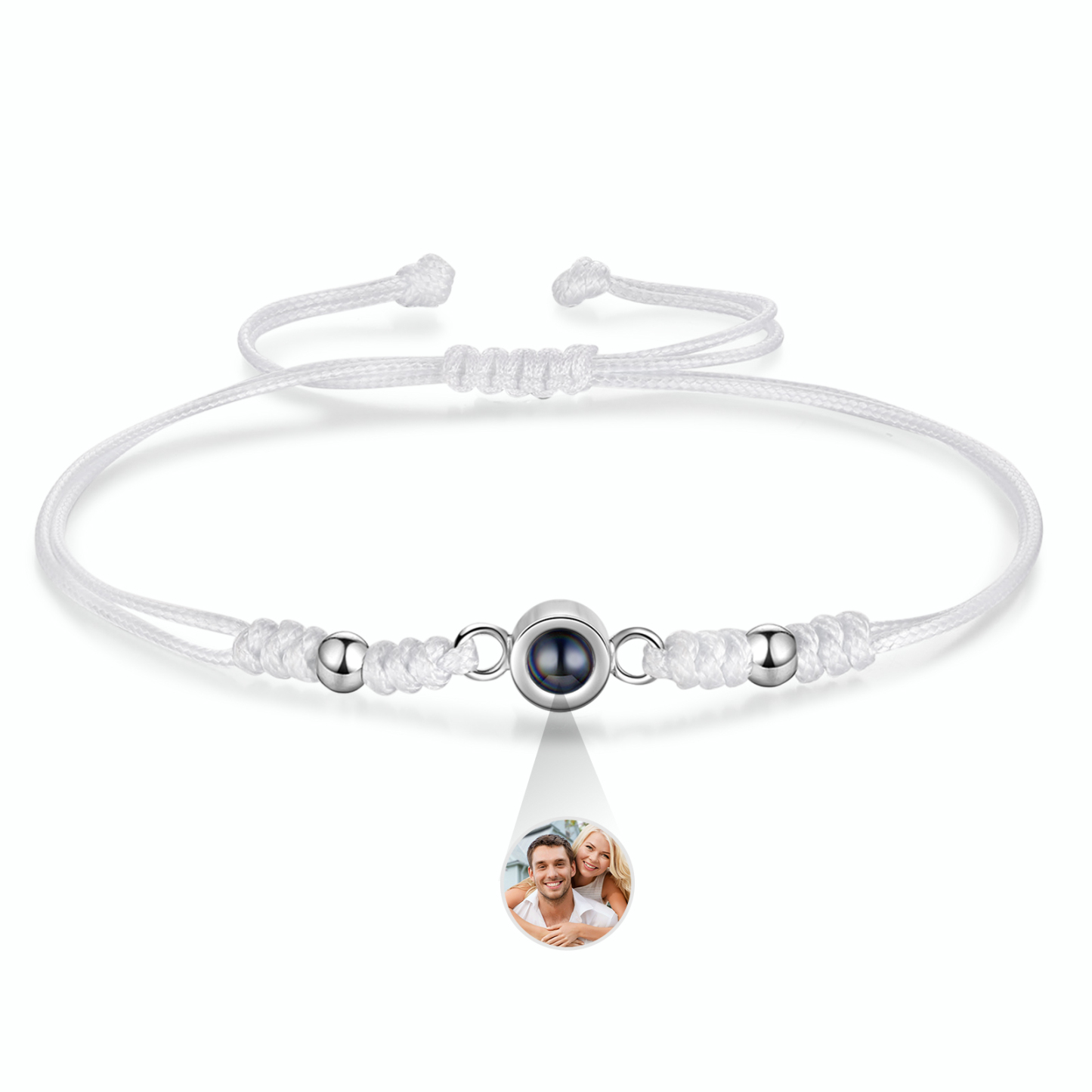 Personalised Projection Bracelet for Couples Custom Photo & Adjustable Leather Bracelet Available in Black White or Two-Piece Set