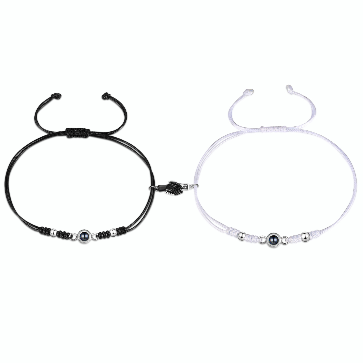Personalised Projection Bracelet for Couples Custom Photo & Adjustable Leather Bracelet Available in Black White or Two-Piece Set