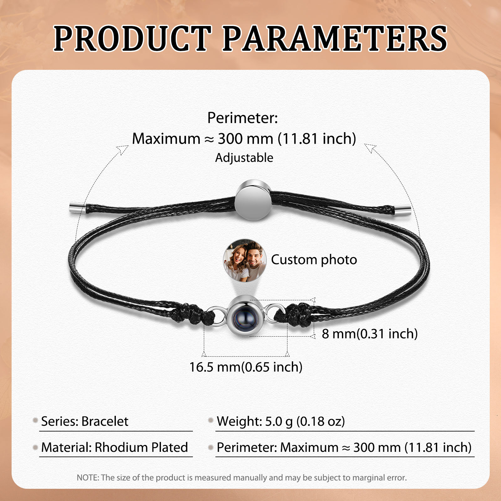 Personalised Photo Projection Bracelet Customizable Memory Keepsake for Her