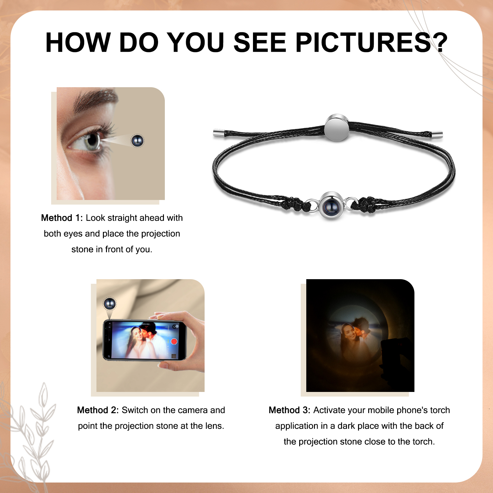 Personalised Photo Projection Bracelet Customizable Memory Keepsake for Her