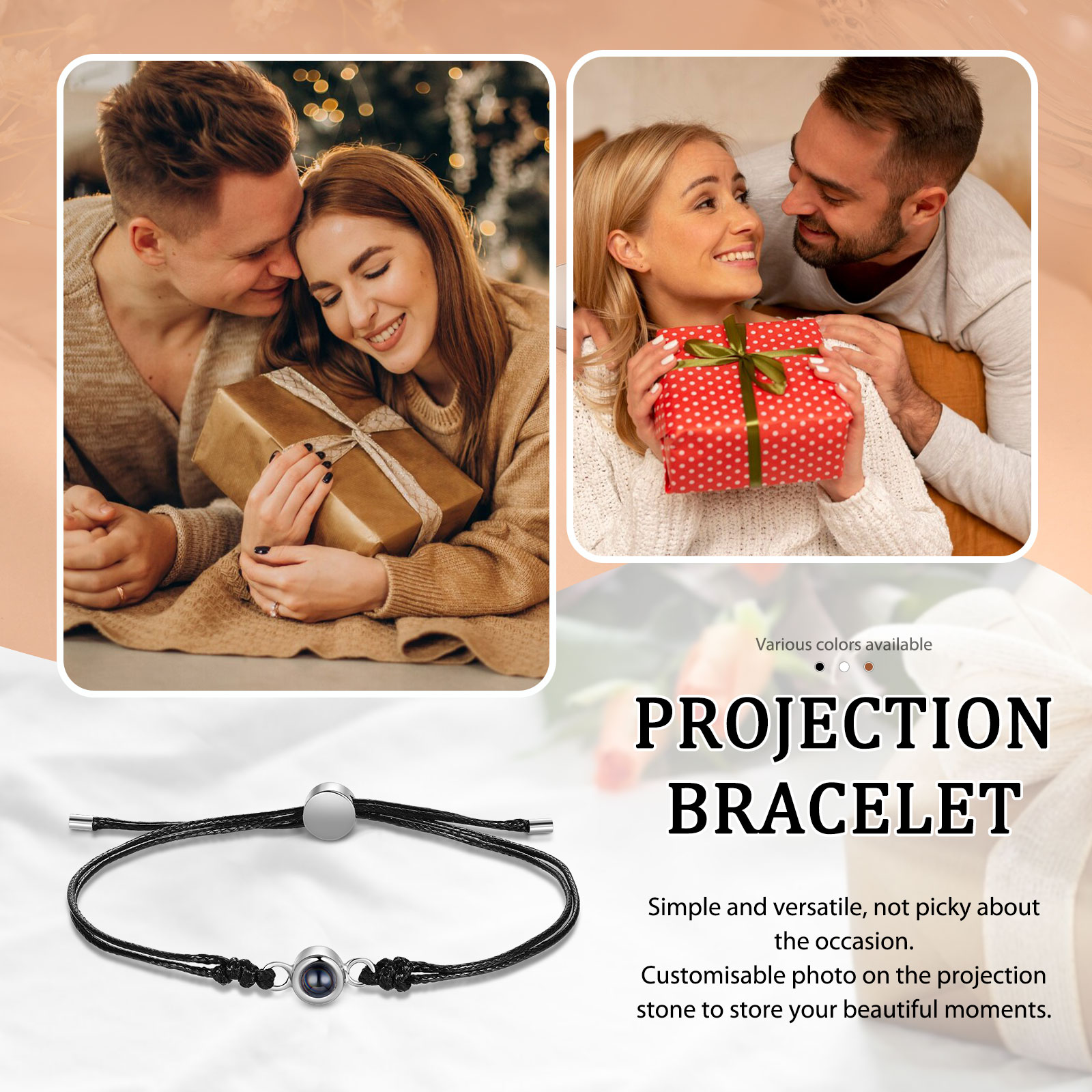 Personalised Photo Projection Bracelet Customizable Memory Keepsake for Her