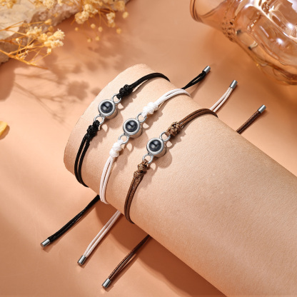 Personalised Photo Projection Bracelet for Her Adjustable String Bracelet Customizable Memory Keepsake