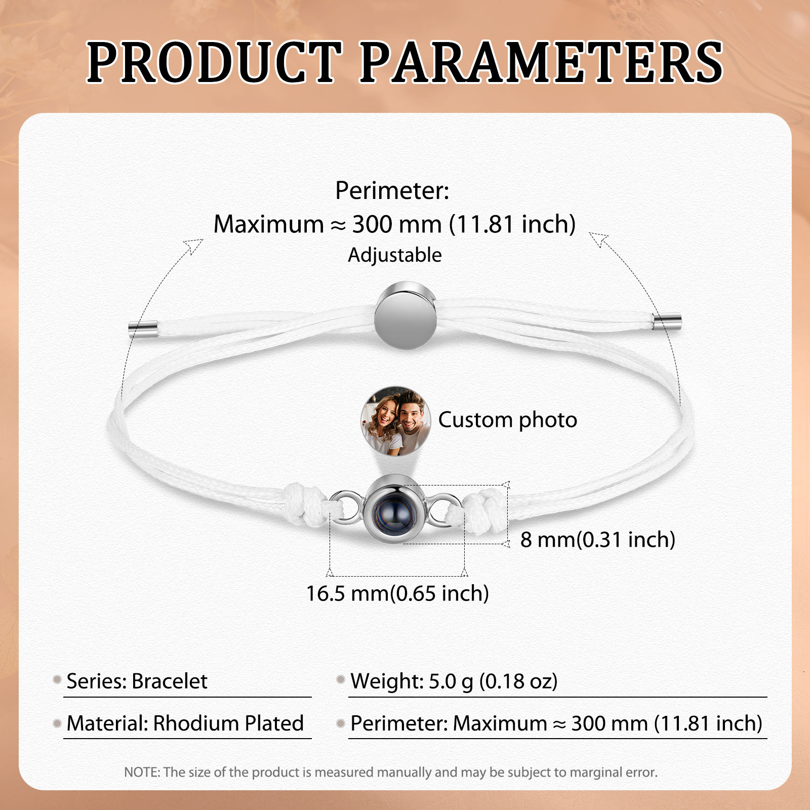 Personalised Photo Projection Bracelet Customizable Memory Keepsake for Her