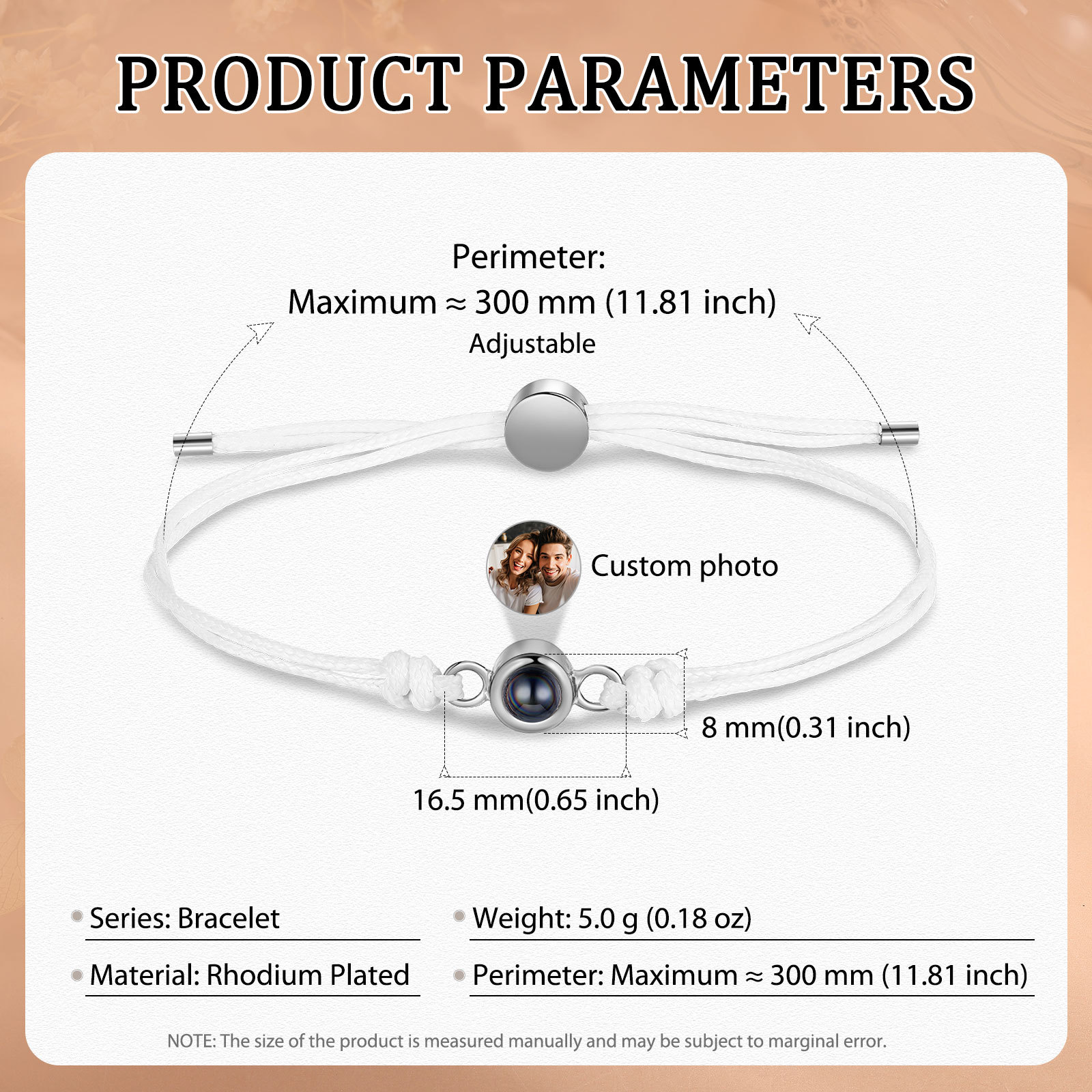 Personalised Photo Projection Bracelet Customizable Memory Keepsake for Her