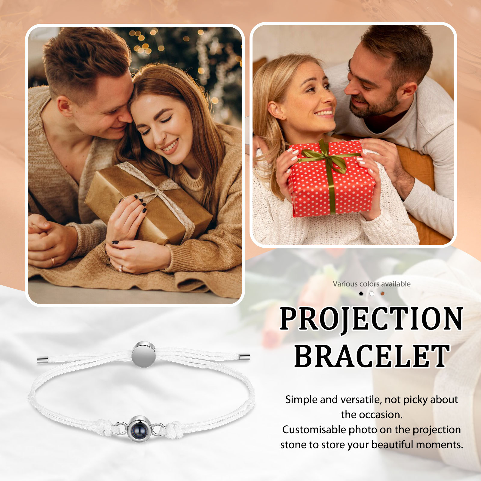 Personalised Photo Projection Bracelet Customizable Memory Keepsake for Her