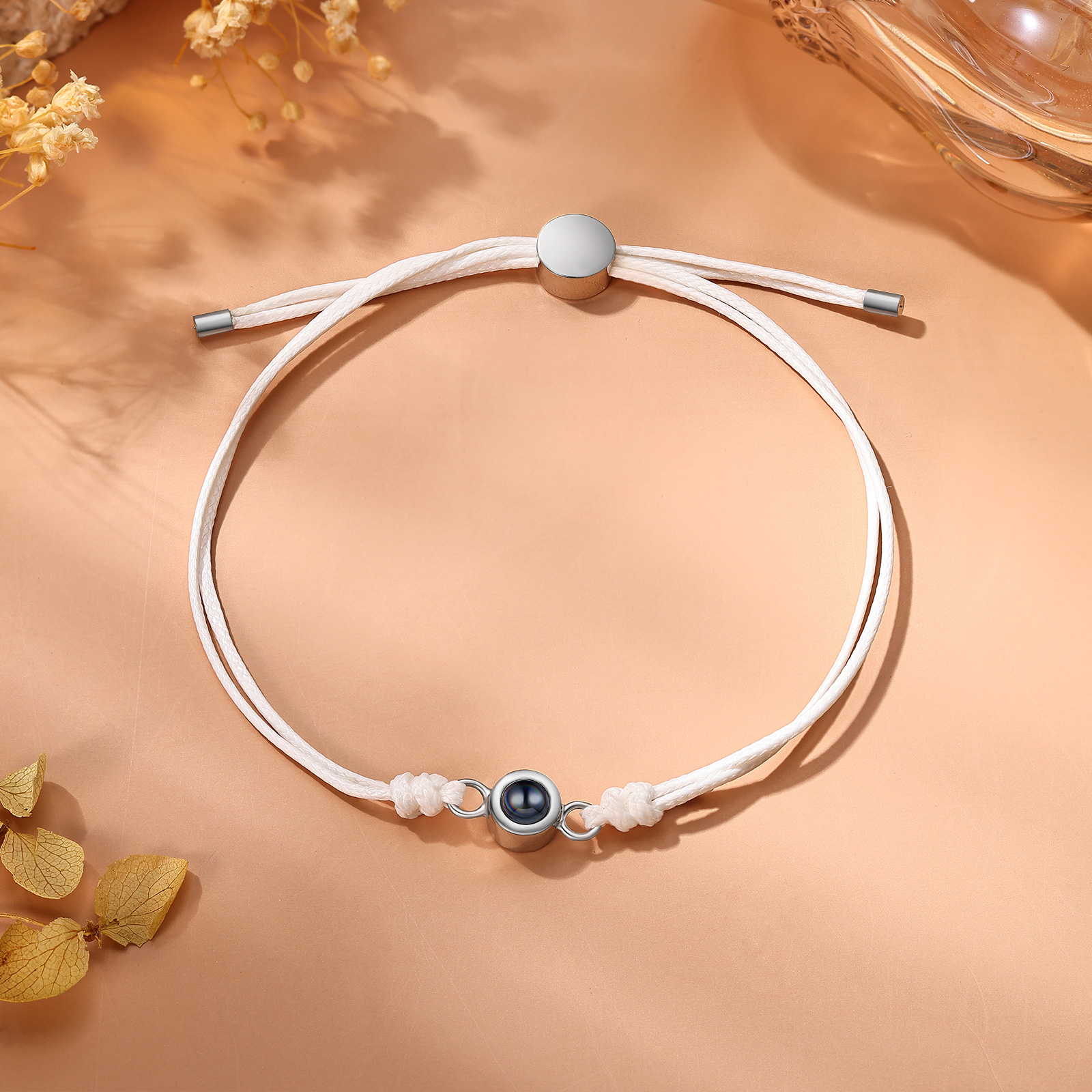 Personalised Photo Projection Bracelet for Her Adjustable String Bracelet Customizable Memory Keepsake