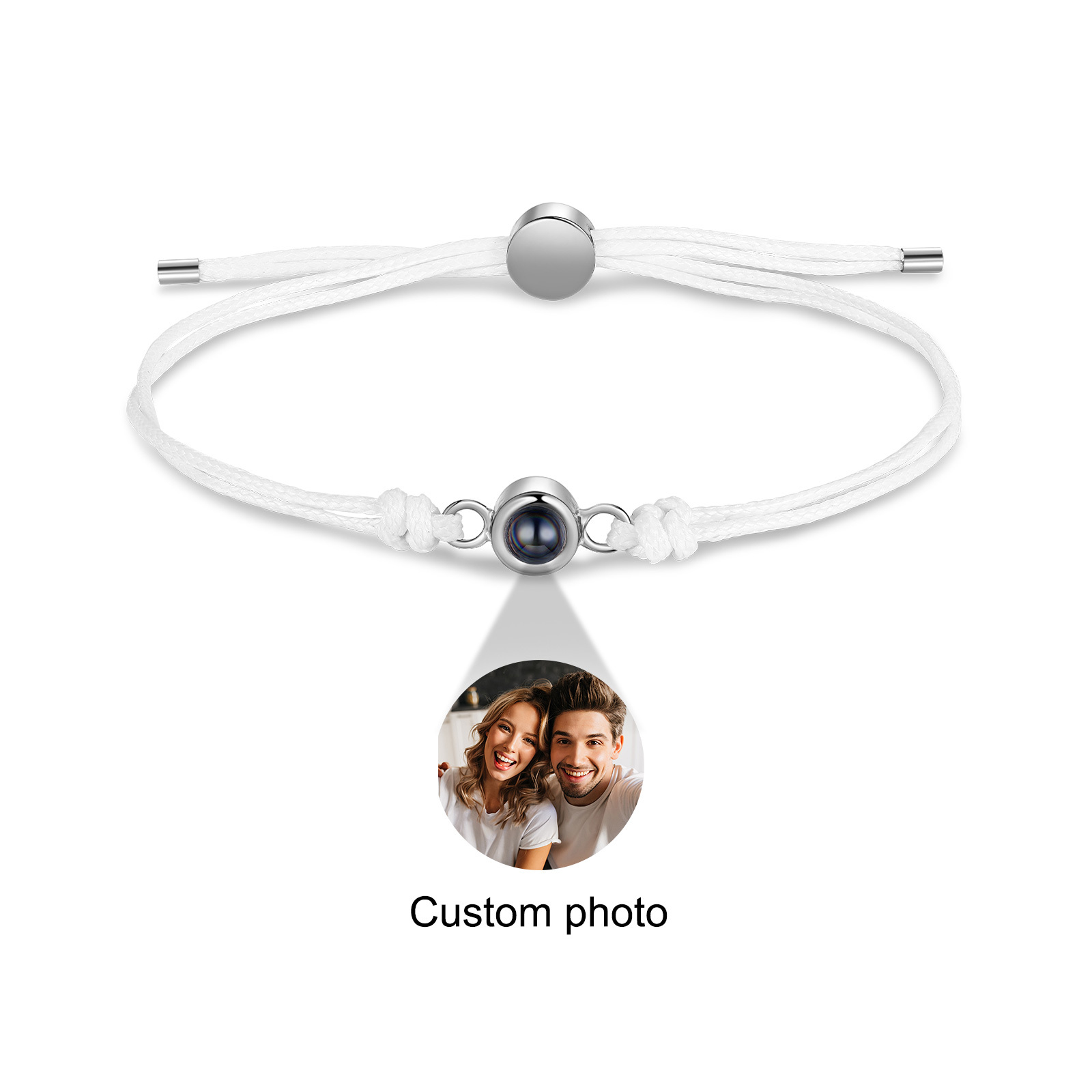Personalised Photo Projection Bracelet for Her Adjustable String Brace