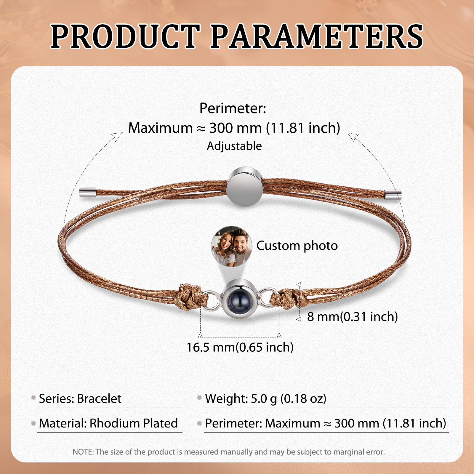 Personalised Photo Projection Bracelet Customizable Memory Keepsake for Her