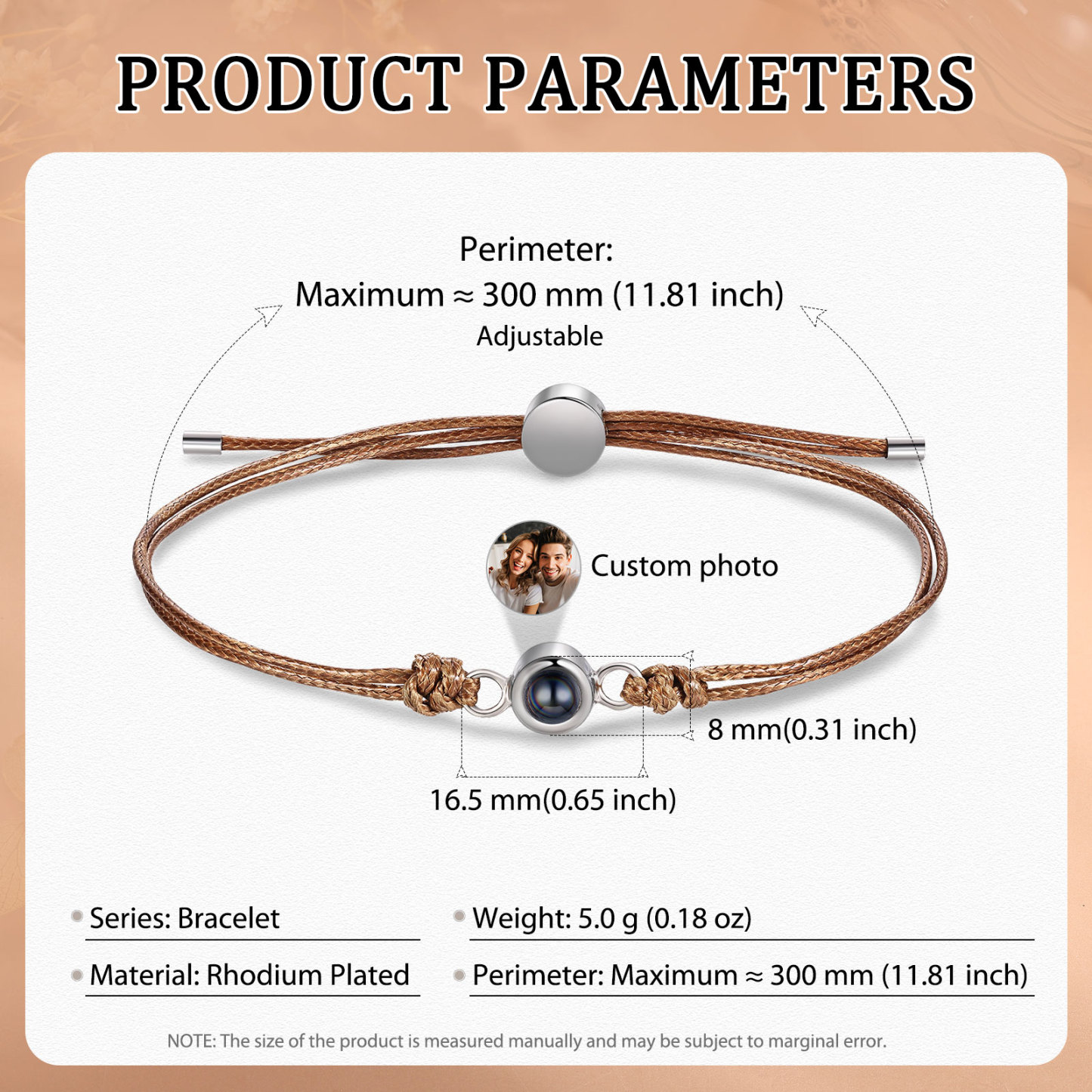 Personalised Photo Projection Bracelet Customizable Memory Keepsake for Her