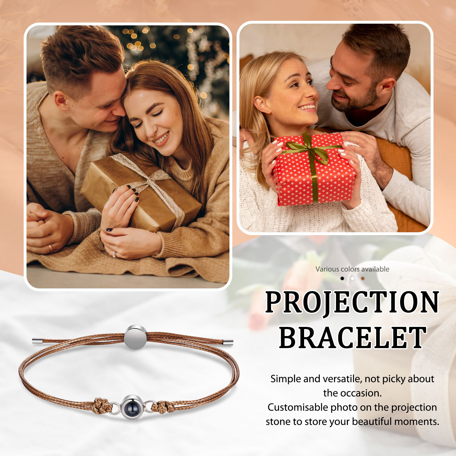 Personalised Photo Projection Bracelet Customizable Memory Keepsake for Her