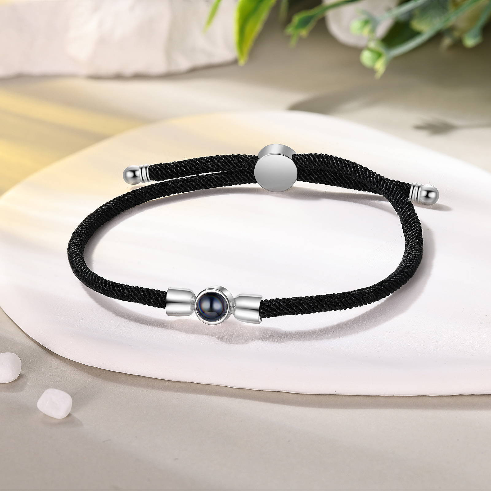 Personalised 1 Photo Projection Bracelet Custom Braided Design