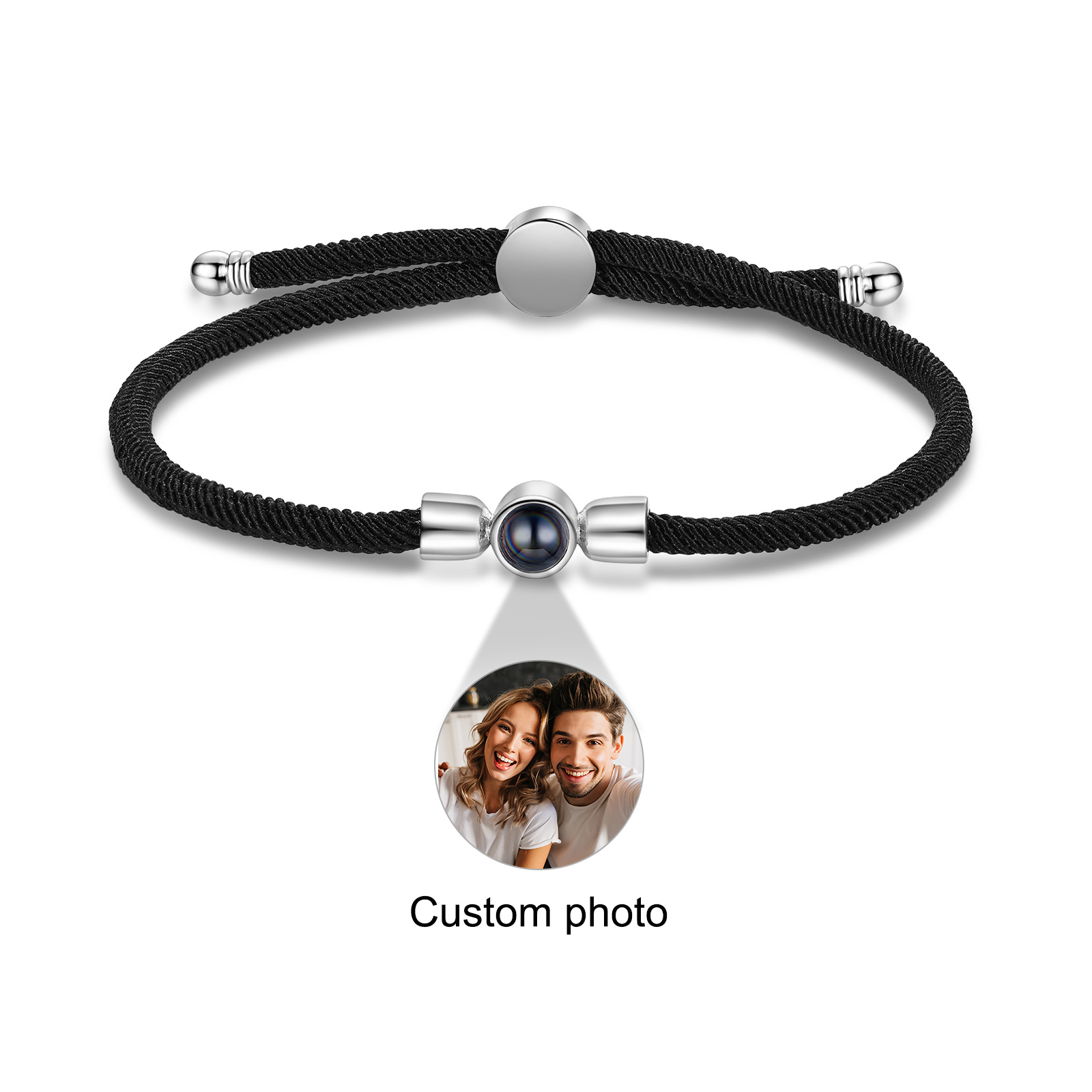 Personalised 1 Photo Projection Bracelet Custom Braided Design